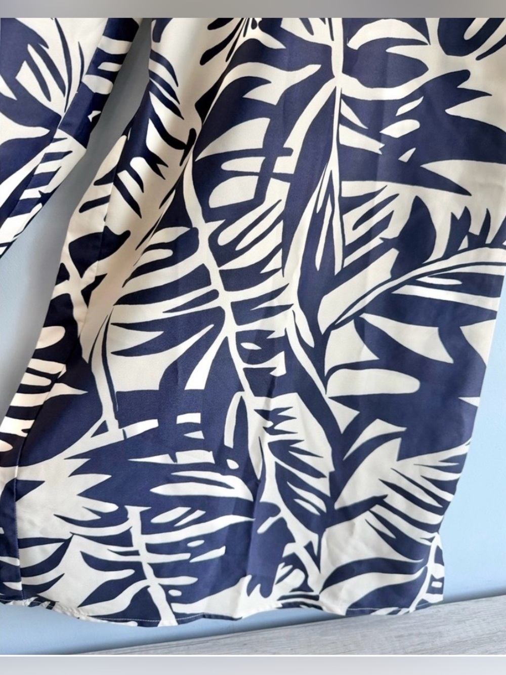 CUPSHE Women's Blue Tropical Floral Wide Leg Pants Size Medium - Picture 4 of 10
